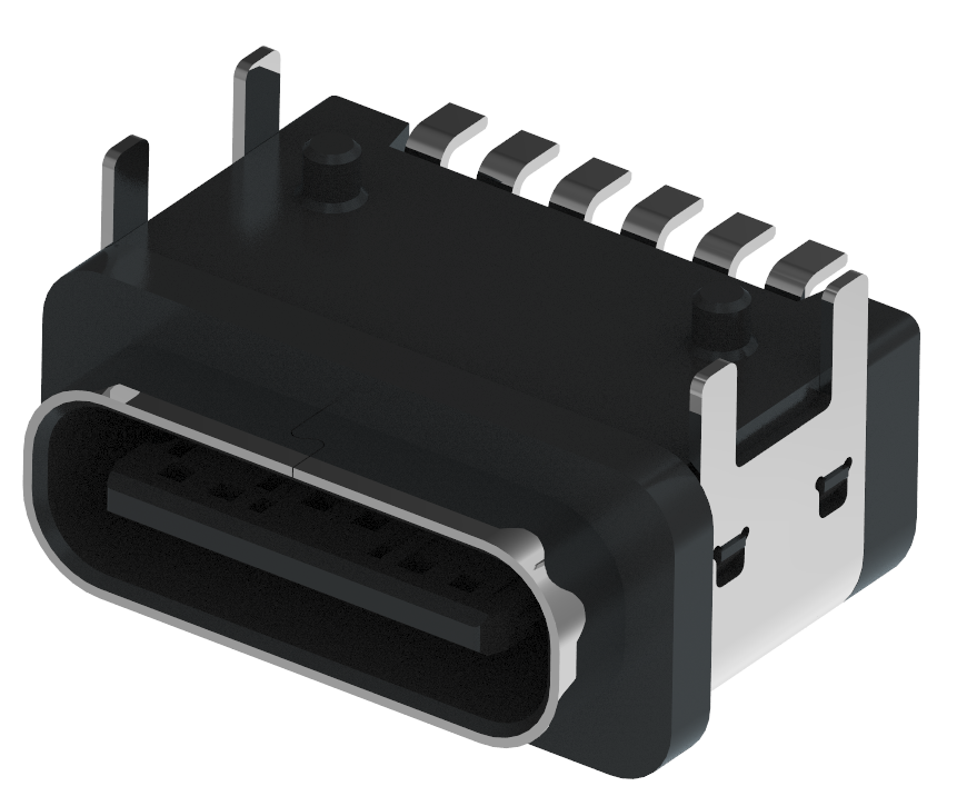 XB-ATCF-06-025-X-X TYPE C 6P 板上防水母座L=7.5mm(B款 外露1.5)外壳4脚插板